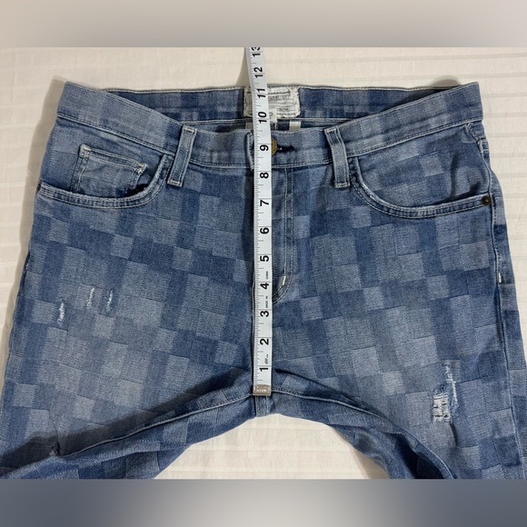 Current/Elliott The Fling Slim Boyfriend Checkered Jeans Distressed Blue Size 27 - Picture 9 of 16